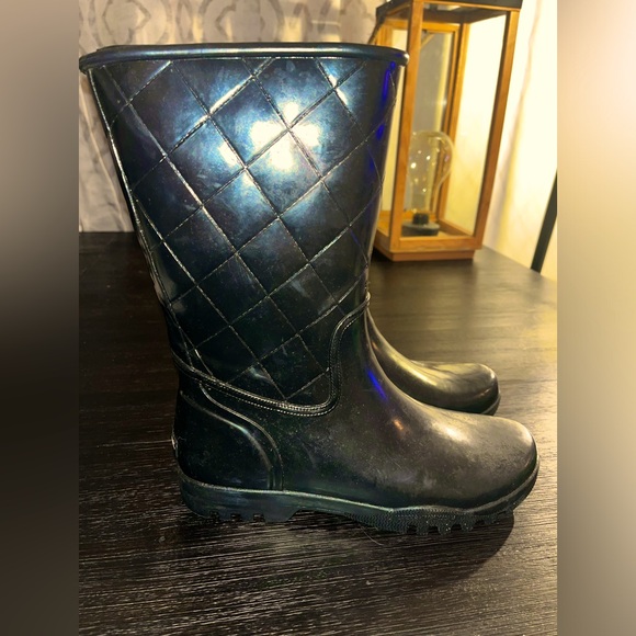 Sperry Top-Sider Womens Nellie Black Quilted Rain Boots sz 7 - Picture 1 of 4